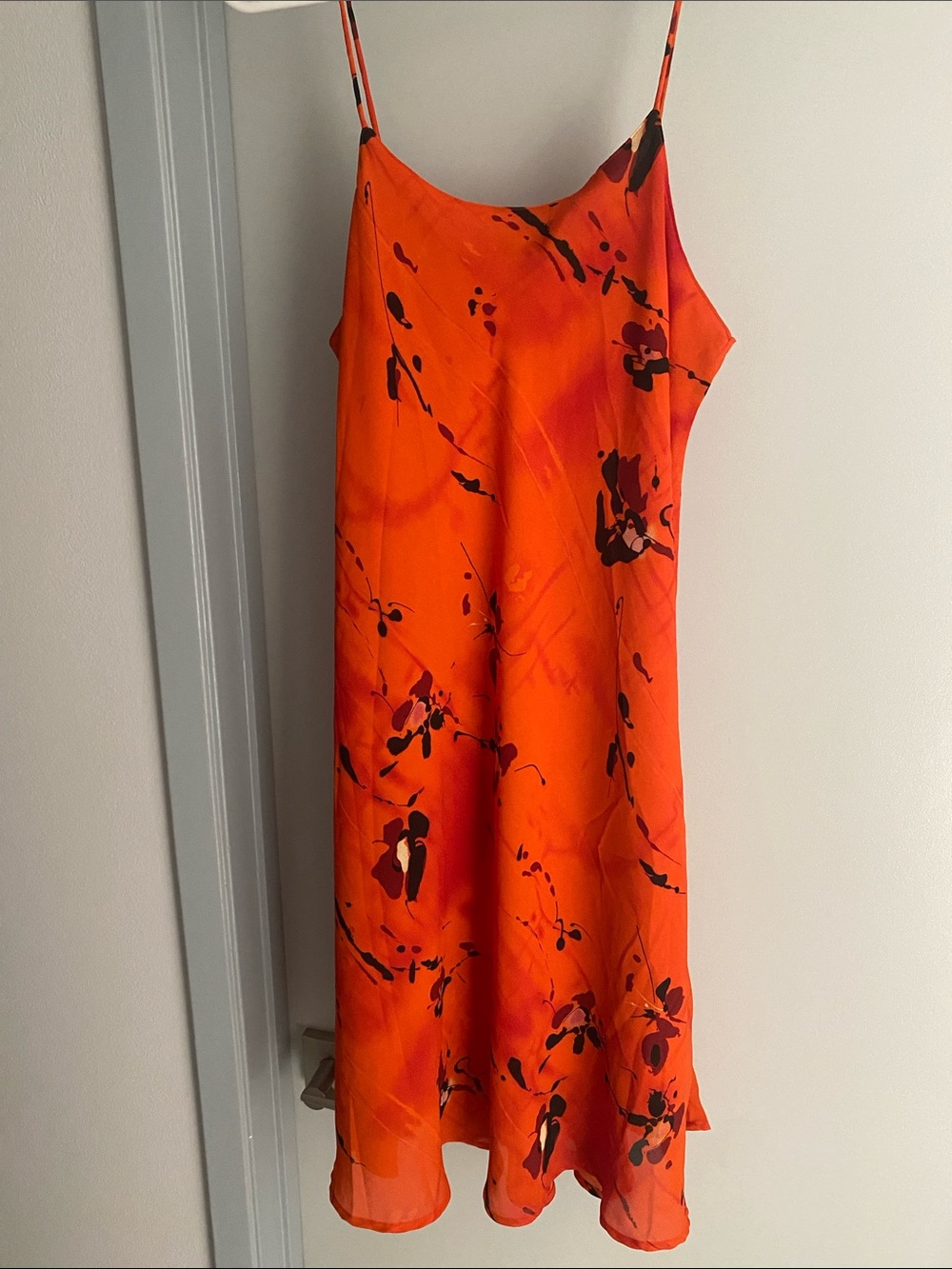 Orange floral and paint Maxi dress